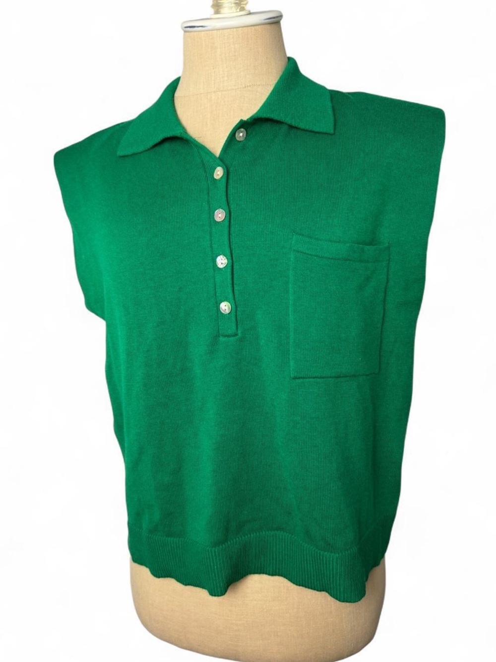 Anthropologie Emerald Sleeveless Collared Knit Top NWT